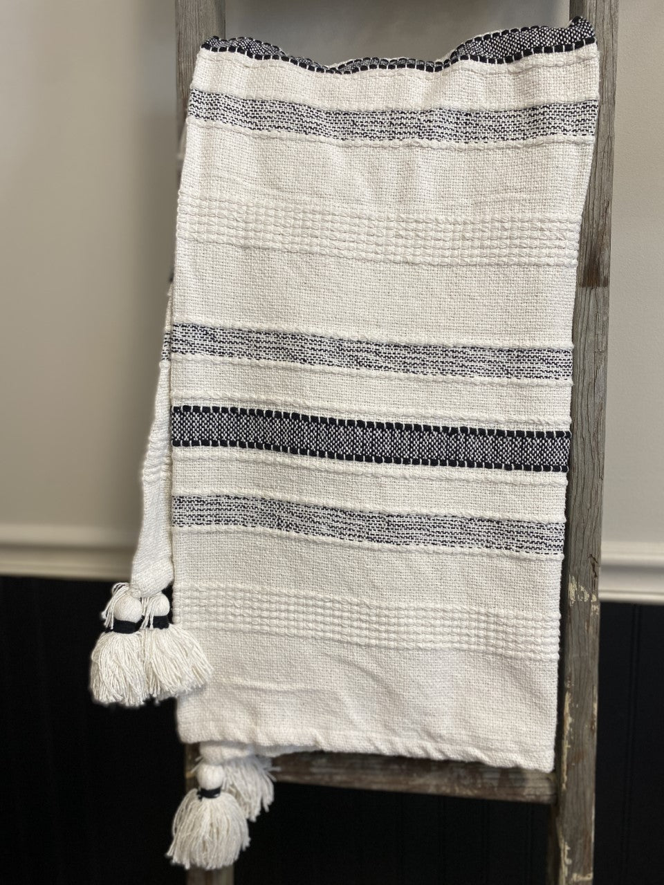 White and Black Stripe Throw