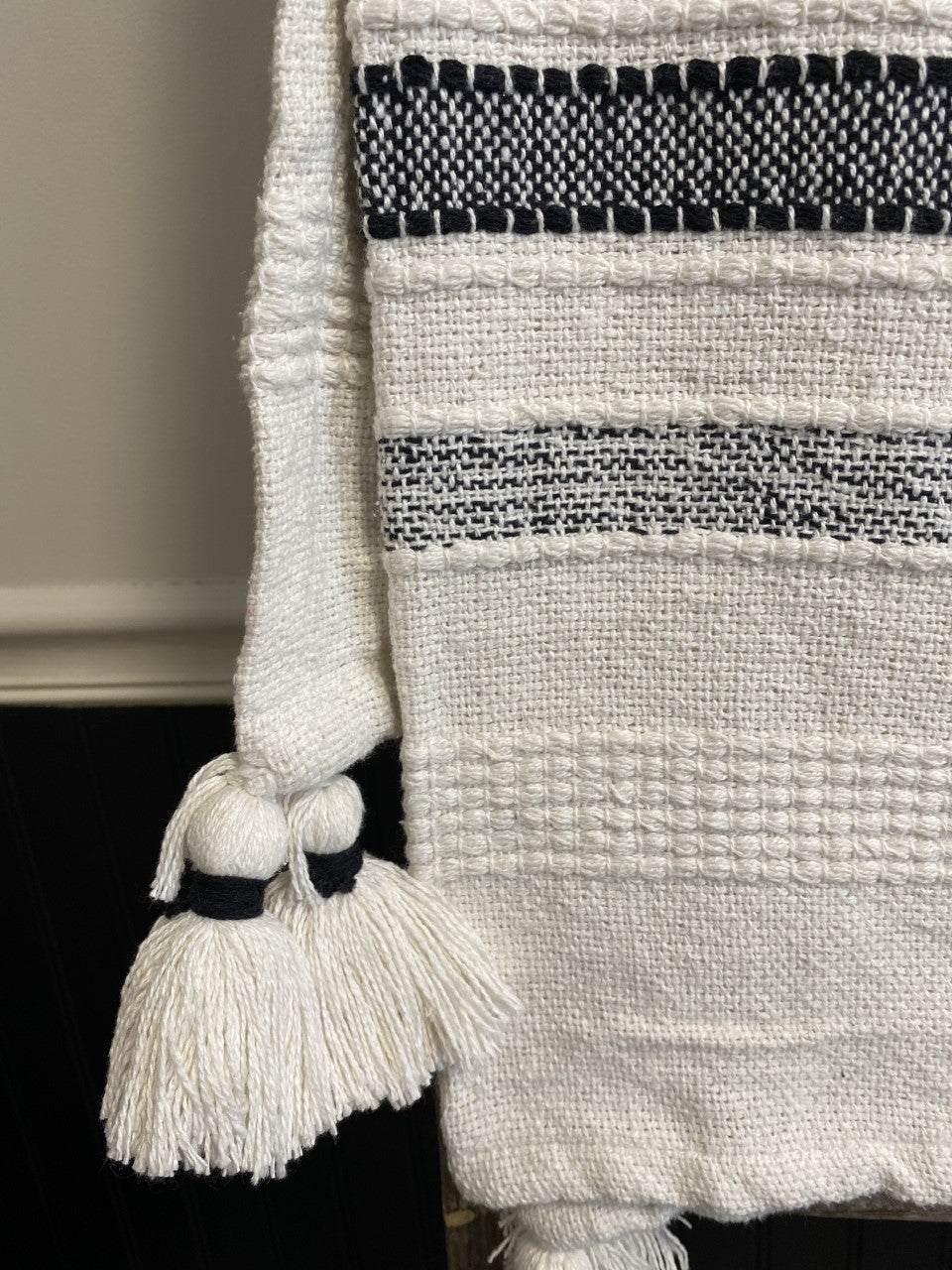 White and Black Stripe Throw